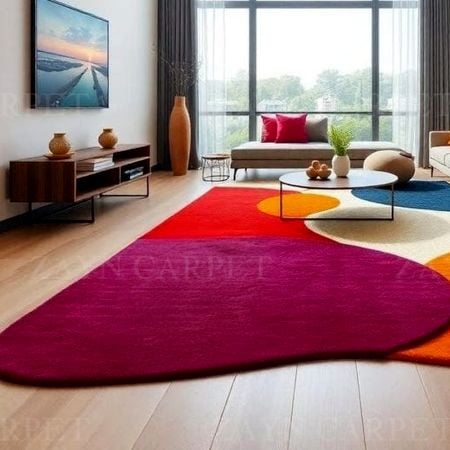 Handcrafted Multicolor Abstract Modern Living Room Rug